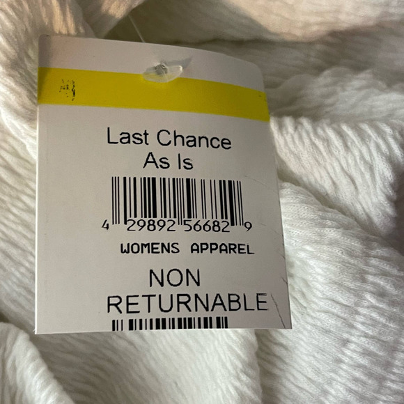 Gibson Look White Asymmetrical Cold Shoulder Smocked Short Sleeve Top NWT Medium - Picture 6 of 8